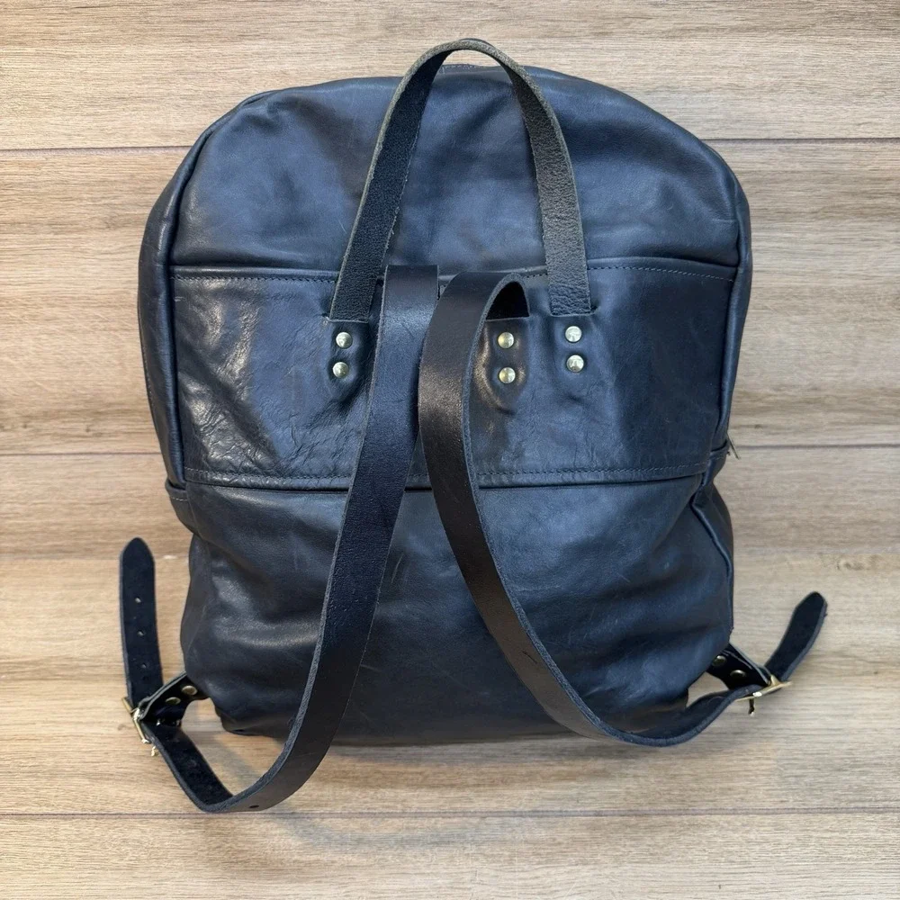 Rare Howl + Hide Backpack Full Grain Black Leather Work Travel Indianapolis USA